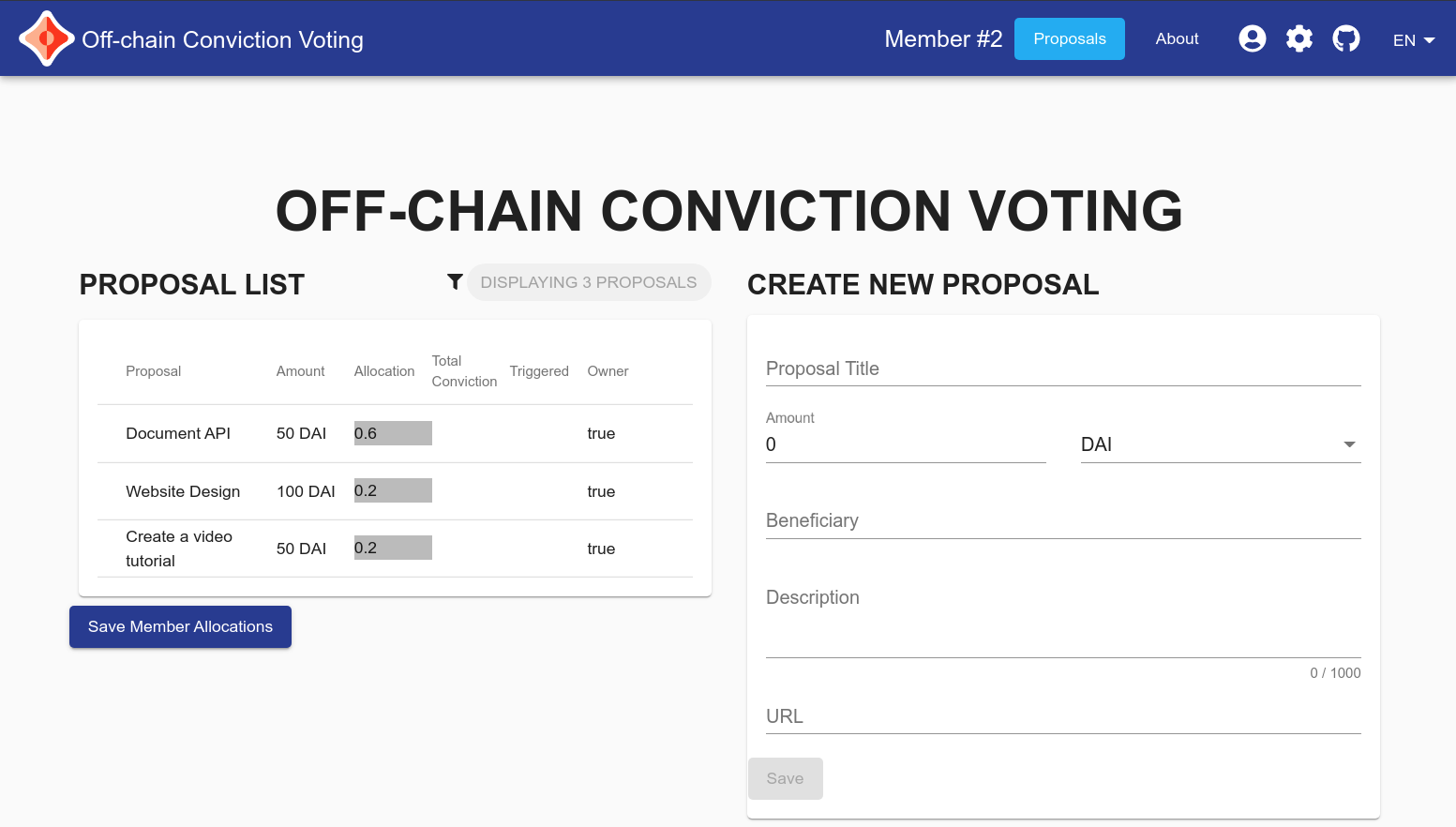 Conviction Voting UI